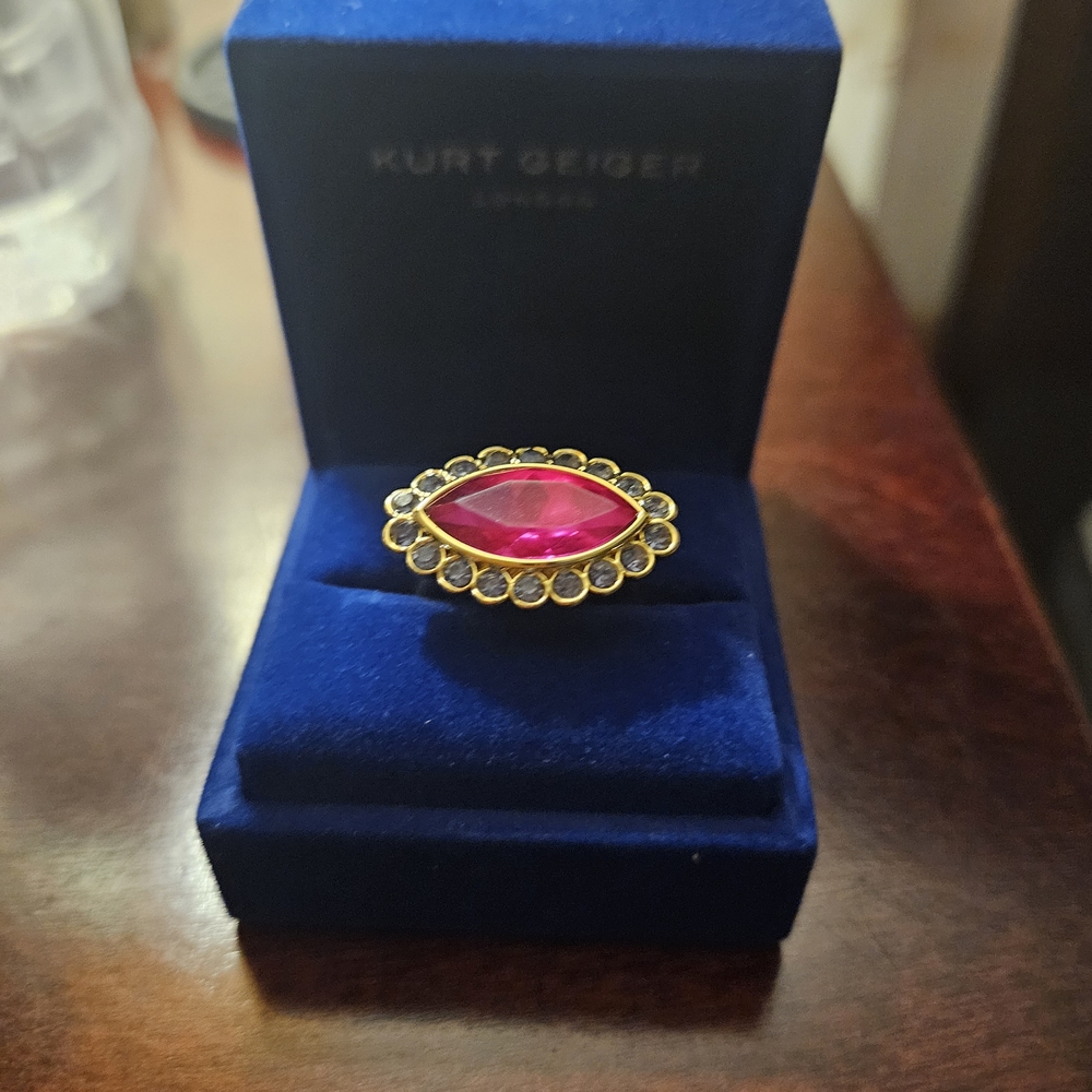 Kurt Geiger Fuchsia and Gold Statement Ring